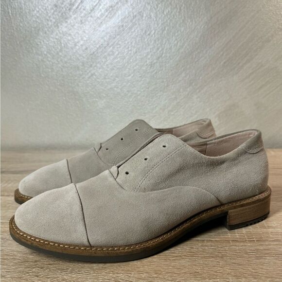 ECCO Santorelle Women EU39 US 8-8.5 Light Gray Suede Loafers Casual Shoes - Picture 1 of 11